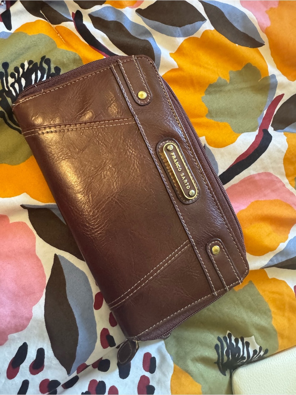 Franco Sarto Stunning Brown Leather Zip-Around Wallet